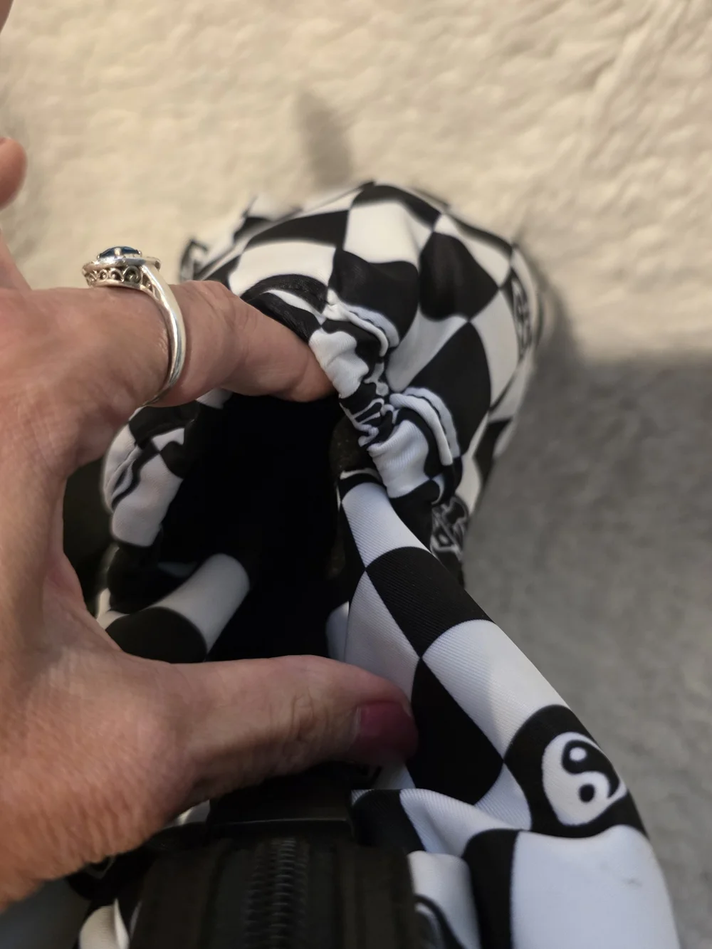 Like Dreams Black & White Checkered Mushroom Yin Yang Backpack
